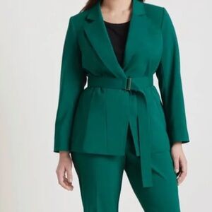 Jason Wu Eloquii Teal Green Belted Blazer